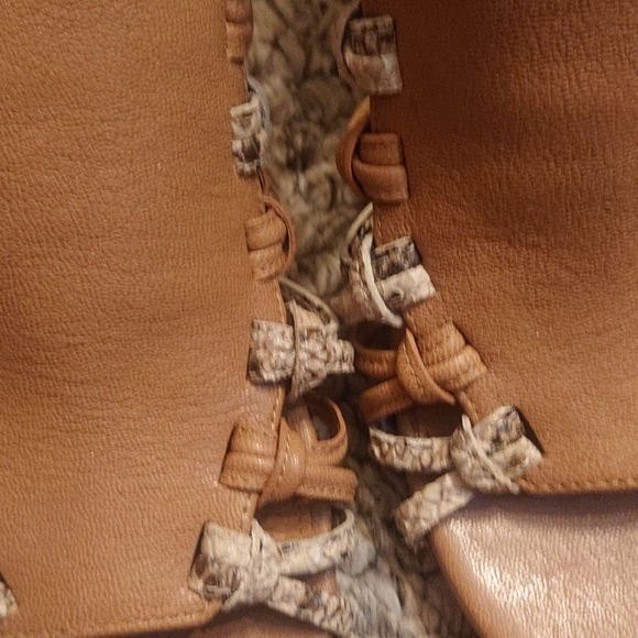 Coach Nude Leather Criss Cross Heels - Picture 3 of 7